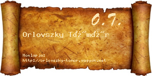 Orlovszky Tömör névjegykártya